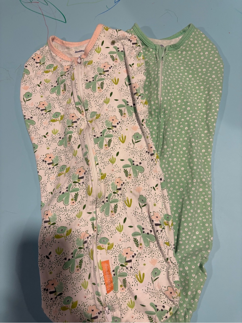 SwaddleMe 2-Pack Zip Sleep Sacks in Pink Floral & Light Green
